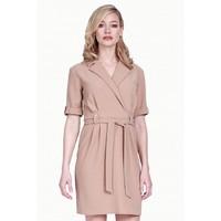 WOVEN WRAP BELTED DRESS