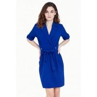 woven wrap belted dress