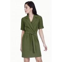 WOVEN WRAP BELTED DRESS