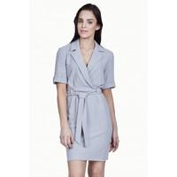 WOVEN WRAP BELTED DRESS