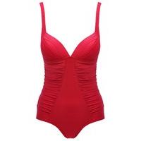 Women\'s Ladies swimwear plain figure flattering padded v-neckline ruched tummy control one piece swimsuit