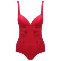 womens ladies swimwear plain figure flattering padded v neckline ruche ...