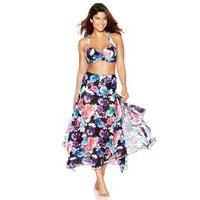 womens ladies swimwear floral blossom print sheer mesh two in one swim ...