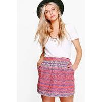 Woven Aztec Mini Skirt - rose