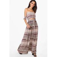 Woven Frill Sleeve Top & Maxi Skirt Co-Ord - multi