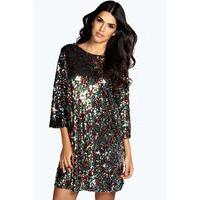 Woven Sequin Shift Dress - multi