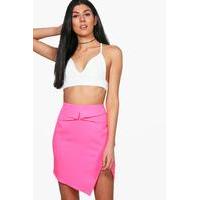 woven asymetric zip detail mini skirt pink