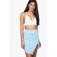 woven asymetric zip detail mini skirt sky