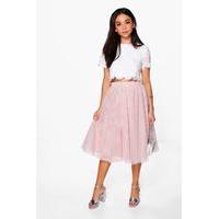 Woven Lace Top & Contrast Midi Skirt Co-Ord - blush