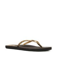 Womens Slim Ginger Leather Flip Flops