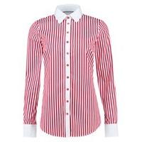 Women\'s Red & White Bengal Stripe Semi Fitted Shirt - Single Cuff