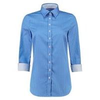 womens blue white stripe semi fitted 3 quarter sleeve shirt