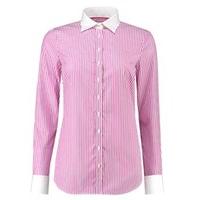 Women\'s Executive Fuchsia & White Bengal Stripe Semi Fitted Shirt - Single Cuff