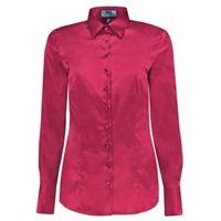 womens dark rose fitted satin shirt single cuff