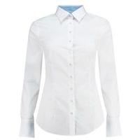 womens white fitted cotton shirt with contrast detail single cuff