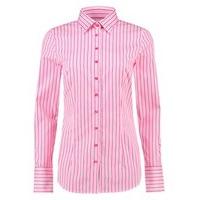 womens white pink stripe fitted cotton shirt single cuff