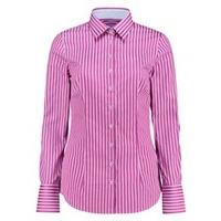 womens pink fuchsia multi stripe fitted cotton shirt single cuff