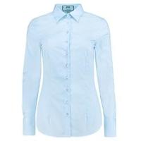 womens blue fitted cotton stretch shirt single cuff