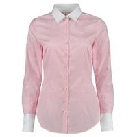 Women\'s Executive Light Pink & White Bengal Stripe Fitted Shirt - Single Cuff