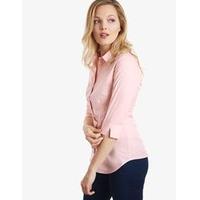 Women\'s Rose Pink Fitted 3 Quarter Sleeve Cotton Shirt - Low Collar