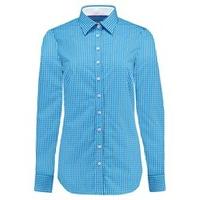 Women\'s Blue & White Check Semi-Fitted Cotton Shirt - Single Cuff