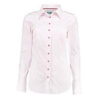 Women\'s White & Pink Fine Stripe Fitted Cotton Shirt - Single Cuff