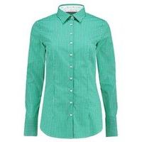 womens green white check fitted cotton shirt single cuff