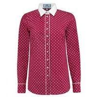 Women\'s Red & White Spot Semi-Fitted Cotton Shirt - Single Cuff