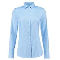 Women\'s Executive Blue Twill Fitted Shirt With Contrast Detail - Single Cuff