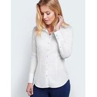 womens white textured fitted shirt with contrast detail single cuff