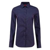 Women\'s Navy with Red Pinstripes Semi-Fitted Cotton Shirt - Single Cuff