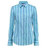 womens pink aqua multi stripe fitted cotton shirt single cuff