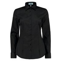 womens black fitted cotton stretch shirt double cuff