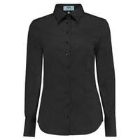 womens black fitted cotton stretch shirt single cuff