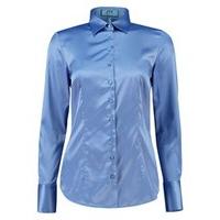 Women\'s Periwinkle Blue Fitted Satin Shirt - Single Cuff