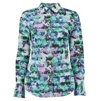 Women\'s Purple & Jade Floral Fitted Shirt - Single Cuff