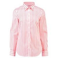 Women\'s White & Coral Stripe Semi-Fitted Shirt - Single Cuff