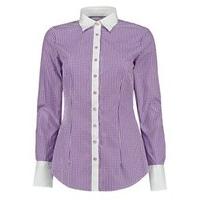 womens purple white gingham check fitted shirt single cuff