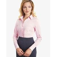 Women\'s Executive Lt Pink & White Bengal Stripe Fitted Shirt - Single Cuff