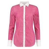 Women\'s Raspberry & White Multi Stripe Fitted Shirt - Single Cuff