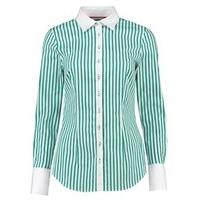 Women\'s Green & White Stripe Fitted Shirt - Single Cuff