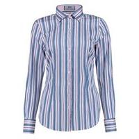 Women\'s Teal & Pink Multi Stripe Fitted Shirt - Double Cuff