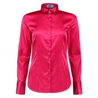 Women\'s Fuchsia Fitted Satin Shirt - Single Cuff