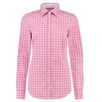 womens pink white check semi fitted shirt single cuff