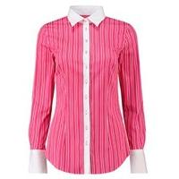 Women\'s Fuchsia & Orange Multi Stripe Fitted Shirt - Single Cuff