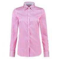 womens fuchsia white stripe semi fitted cotton shirt single cuff