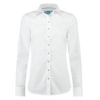 womens white semi fitted shirt with contrast detail single cuff