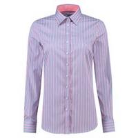 womens multi stripe semi fitted cotton shirt single cuff