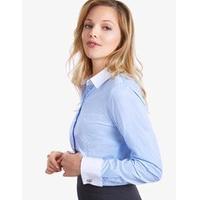 Women\'s Blue & White Bengal Stripe Fitted Executive Double Cuff Shirt