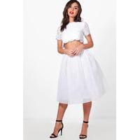 woven lace top contrast midi skirt co ord white